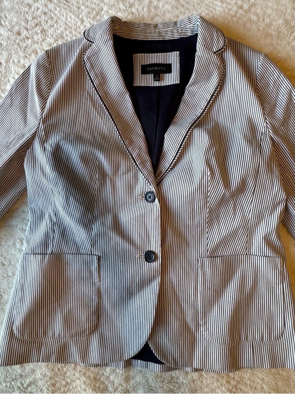 Talbots Black and White Pinstripe Blazer